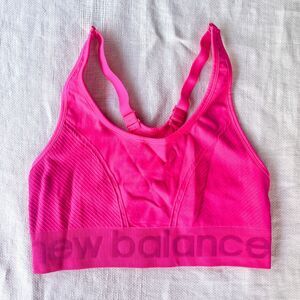 NWOT New Balance Seamless Cami Sports Bra - Neon Pink - Adjustable Straps - Sz L